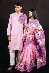 কাপল সেট শাড়ি এবং পাঞ্জাবি